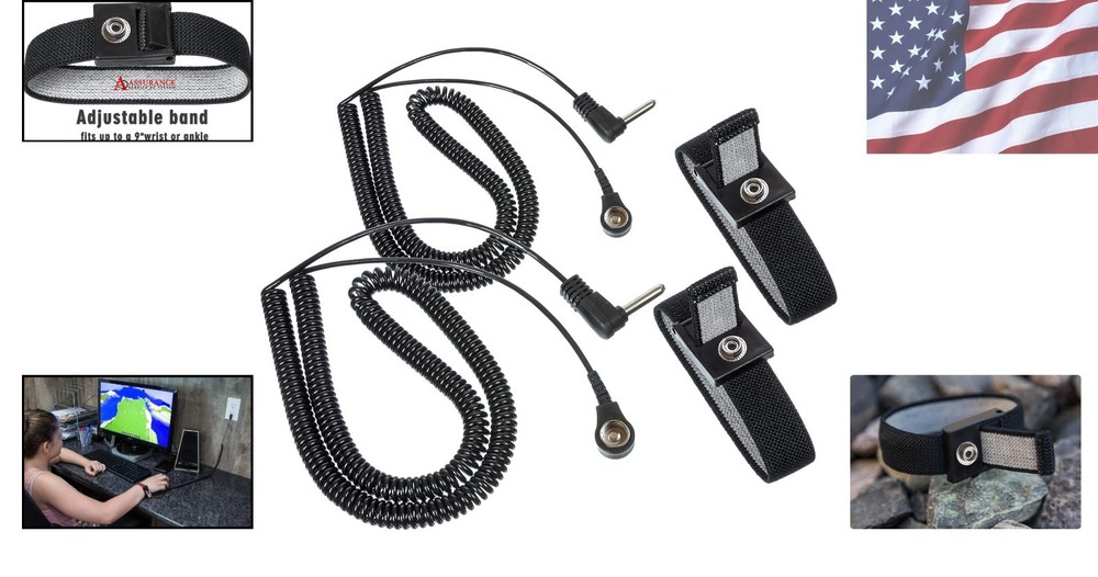 Effective 2 Pack Black Earthing Wrist Straps - Elevate Mood and Reduce Stress