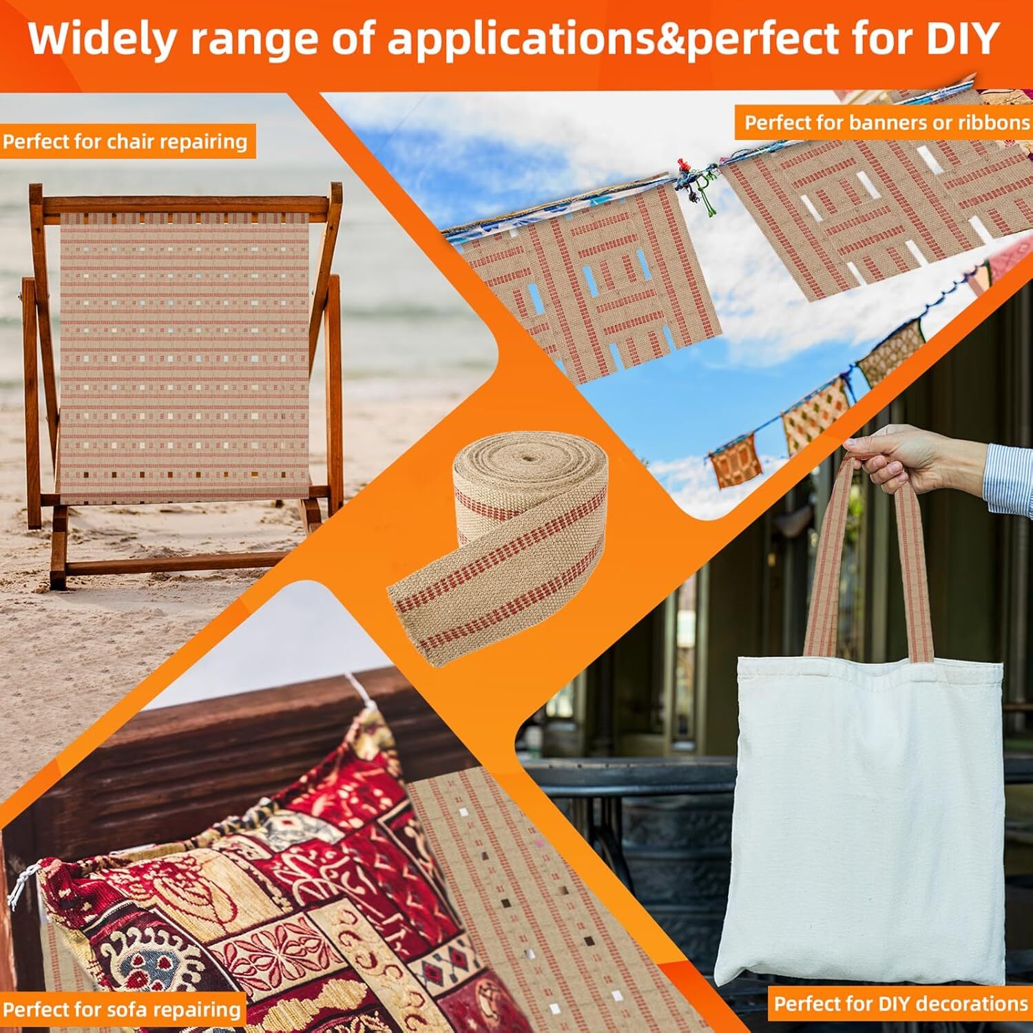 3.5"x10Yd Upholstery Jute Webbing Thickened Jute Chair Webbing Furniture Webbing