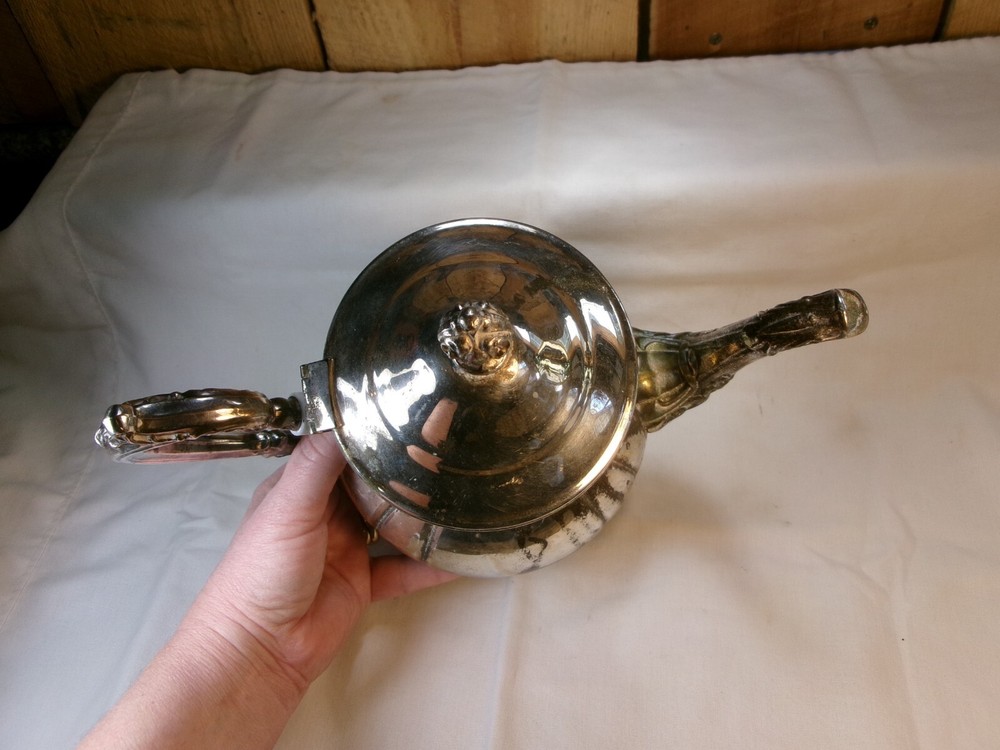 Antique Towle Ornate Silverplated Teapot with Hinged Lid