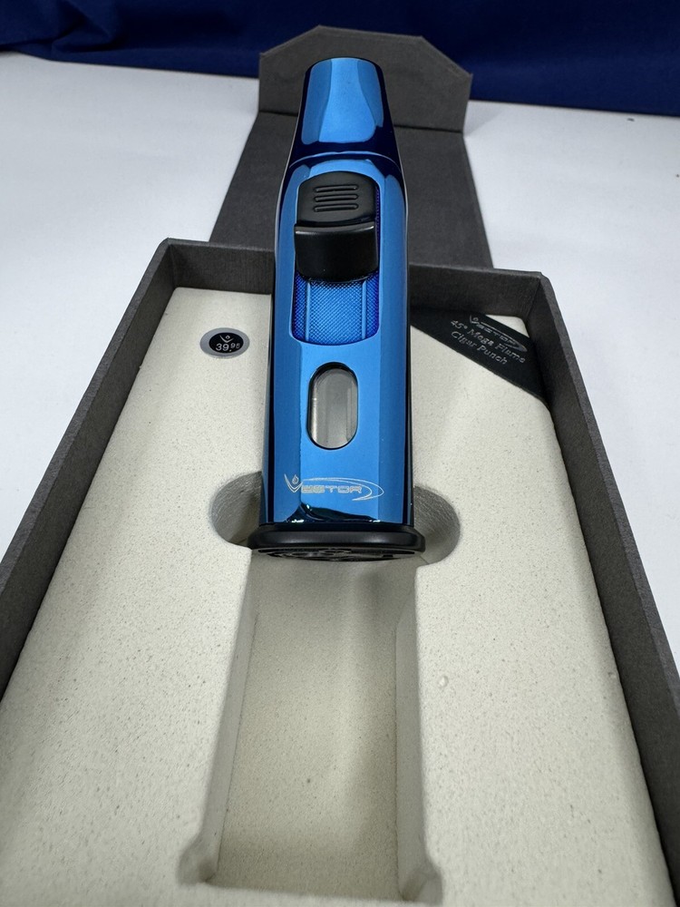 Vector AZTECH - Wind Resistant Large Single Jet Torch Lighter - Blue - New