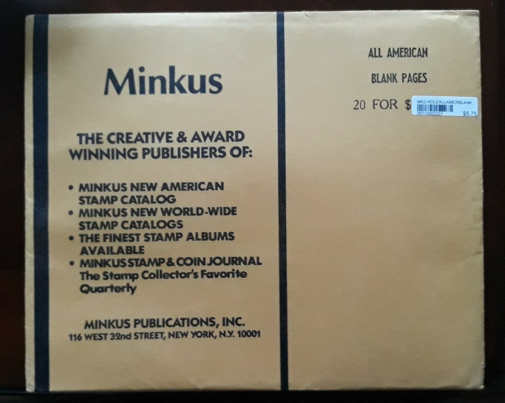 Minkus US 2-Hole All American Blank Pages. 20 Pages 2-hole Album, AS SHOWN