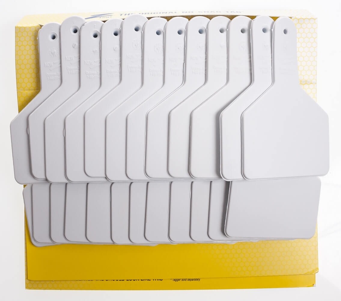 Z Tag Blank Calf ID tag, White, Long neck, 25/pack