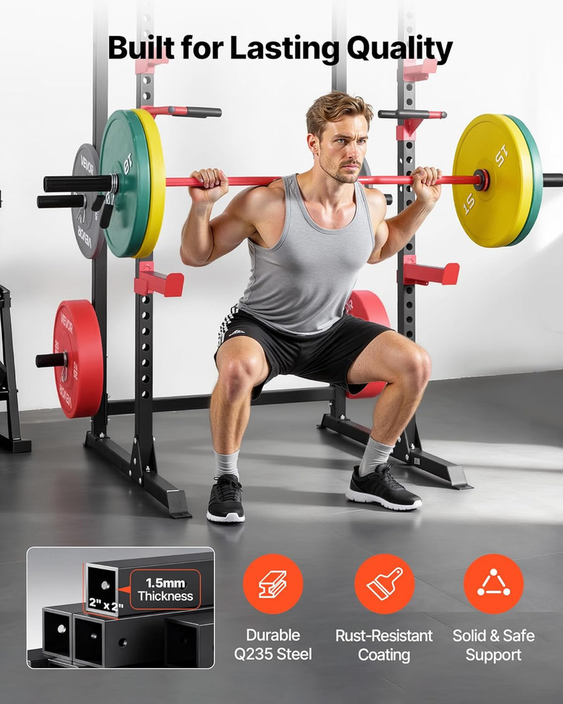 Power Cage Power Rack, Multifunctional Barbell Squat Rack with Adjustable Height