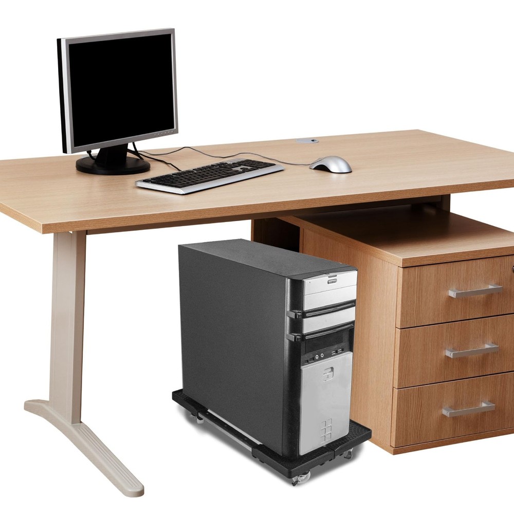 Niciksty Adjustable Mobile CPU Stand, Ventilated Computer Tower Stand Black