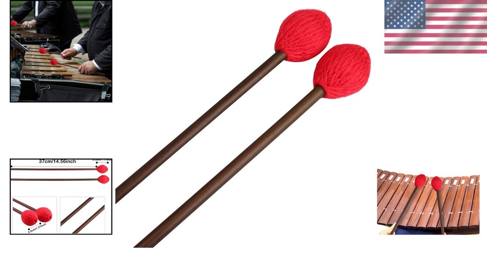 Durable Medium Hard Yarn Marimba Mallets with Maple Handle for Percussion Lovers