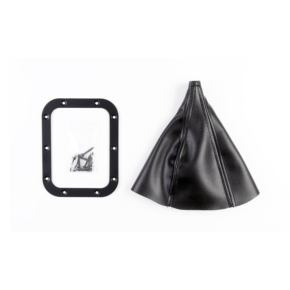 Lokar X70-FMB, Rectangular Floor Mount Shifter Boot with Black Stainless Ring