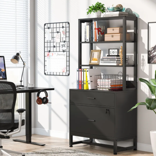 Cabinet Bookshelf Size Filing Vertical Storage Black Open Drawers Basic Shelving