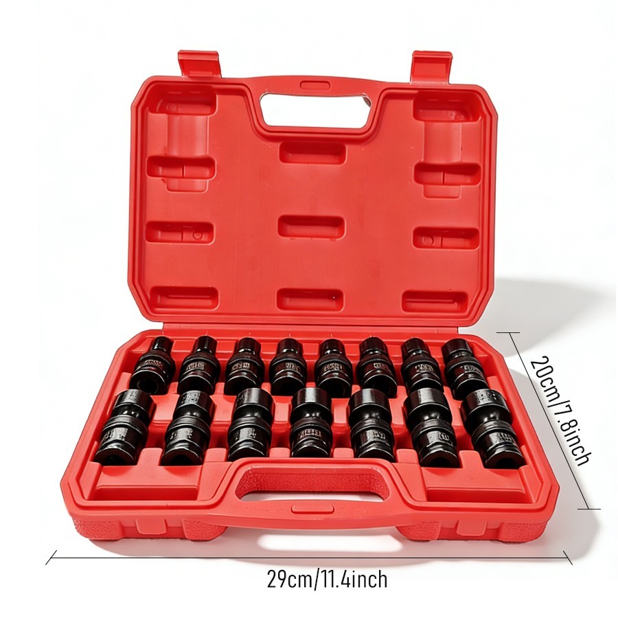 15pcs Impact Universal Swivel Socket Set, 3/8" Inch