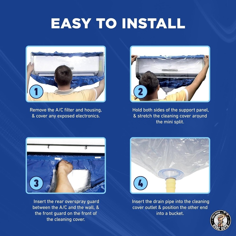 Complete Mini Split AC Cleaning Kit | Durable Waterproof Design & Tools Included