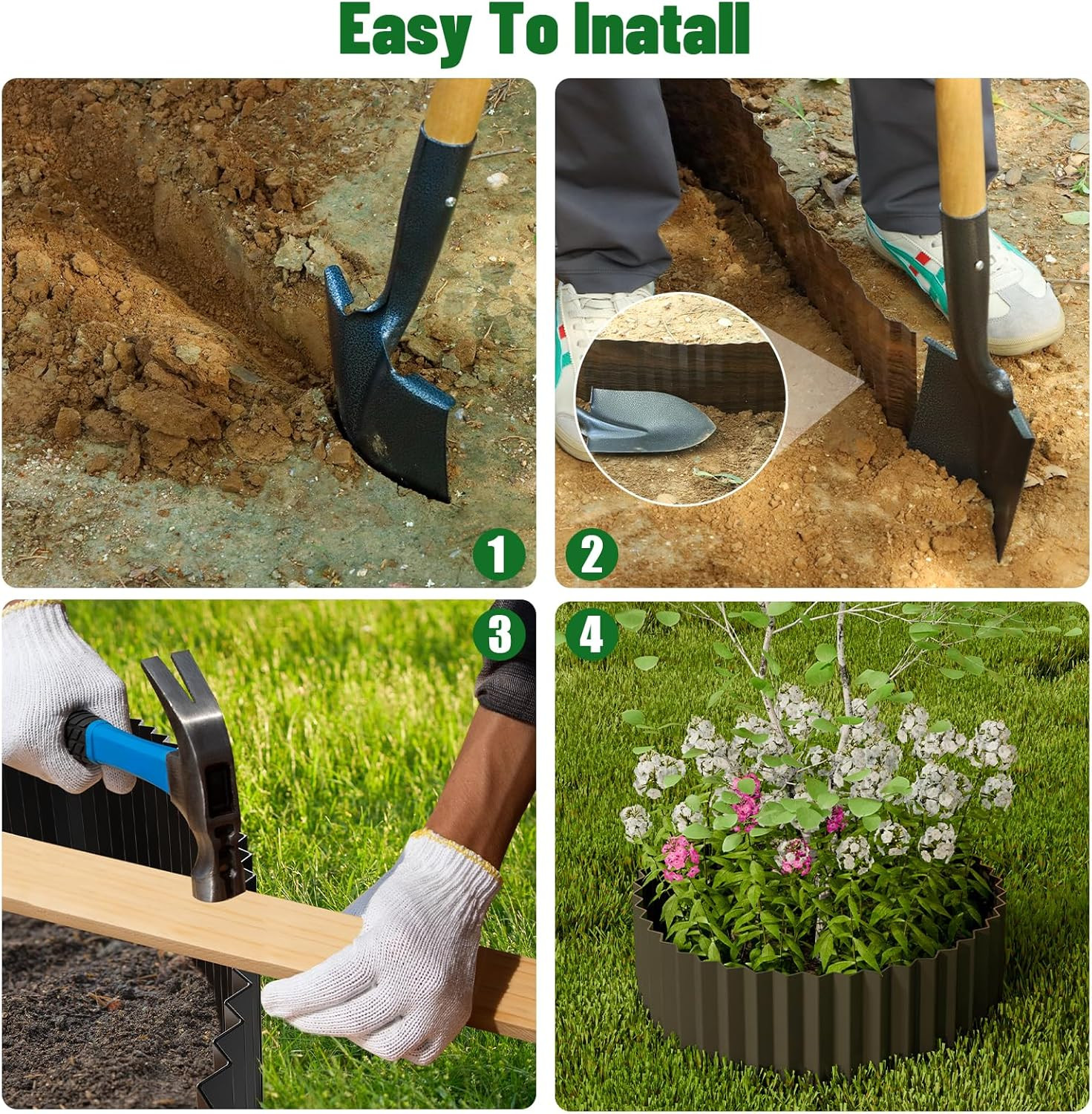 Corrugated Metal Garden Edging,6" x 20' Sturdy Lawn Edging Border,Landscape Edgi