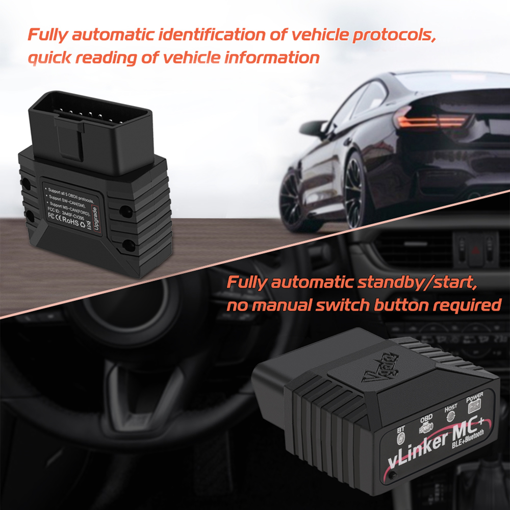 vLinker MC+ BLE V2.2 Bluetooth 4.0 Scanner OBD2 Car Diagnostic Tool iOS &Android