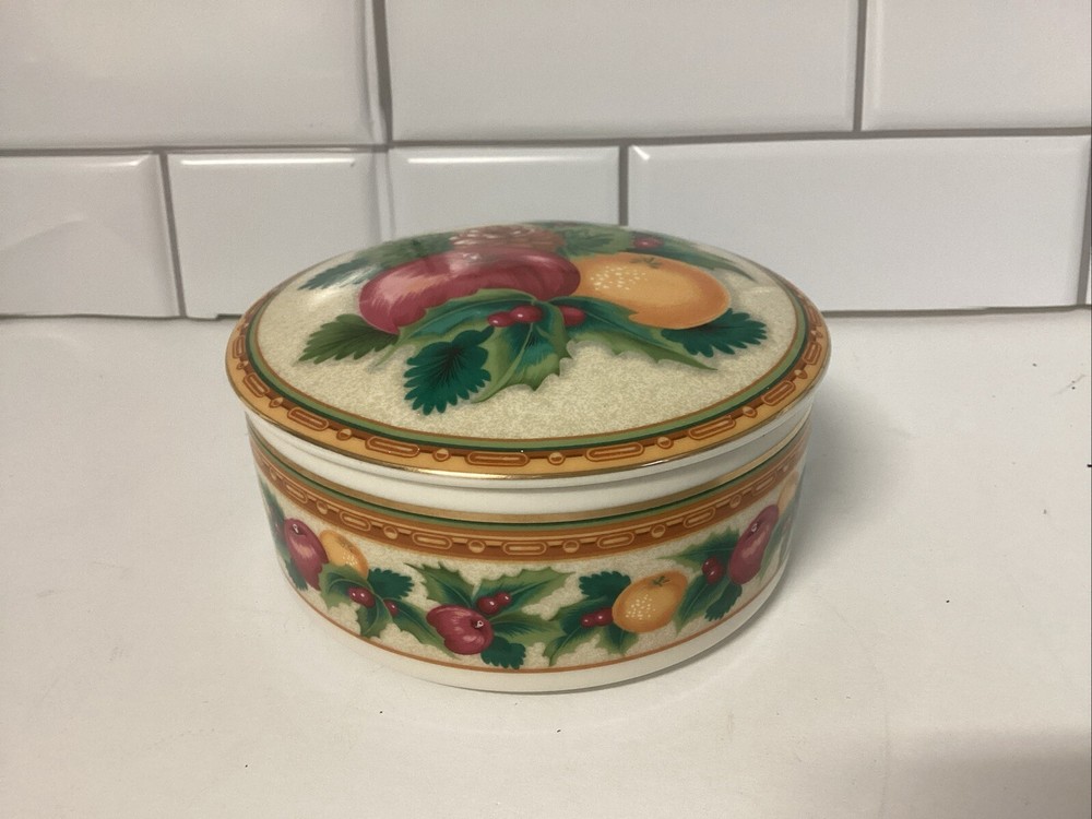 MIKASA HOLIDAY FRUIT ROUND PORCELAIN CONTAINER