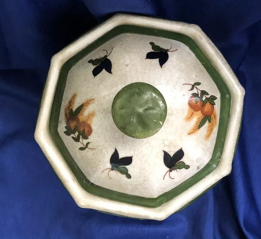 Chinese Porcelain Canister Lidded Jar ZHONGGUO ZHI ZAO Rare Colors On Pattern