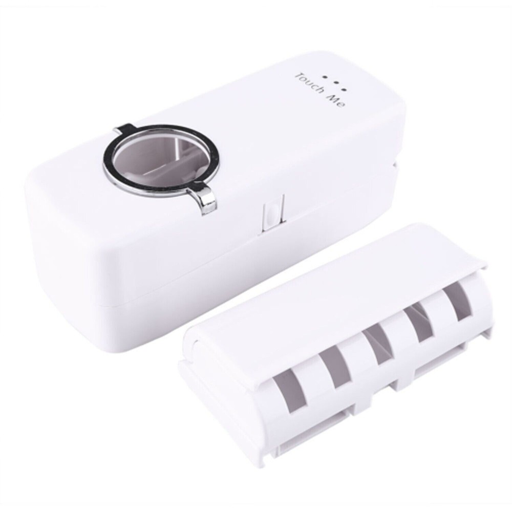 Automatic Toothpaste Dispenser and 5 Toothbrush Holder Set Wall Mount Stand