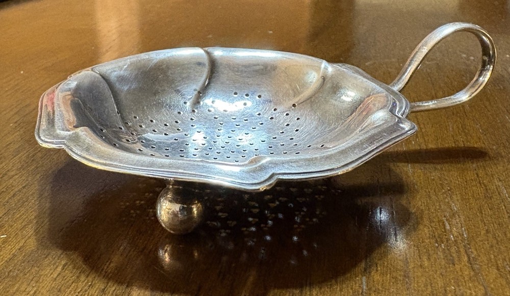Antique Eberle Tea/Lemon 3-Toed Strainer Sieve Silver Plated