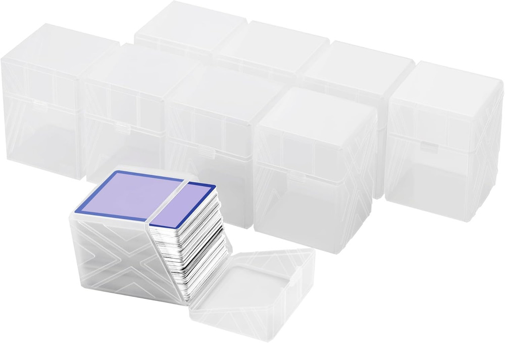 9 Pack Card Deck Boxes for 200+ Standard Size Card Storage Box, Clear Commander