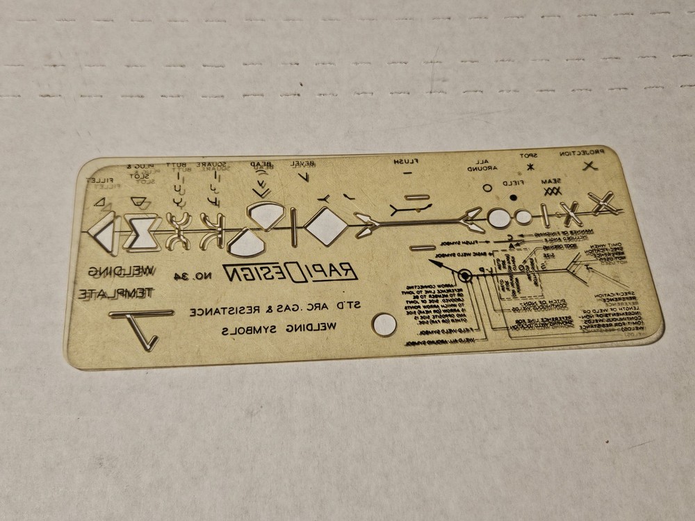 BEROL RAPIDESIGN NO.34 WELDING SYMBOLS TEMPLATE ENGINEERING DRAFTING TOOL GUIDE