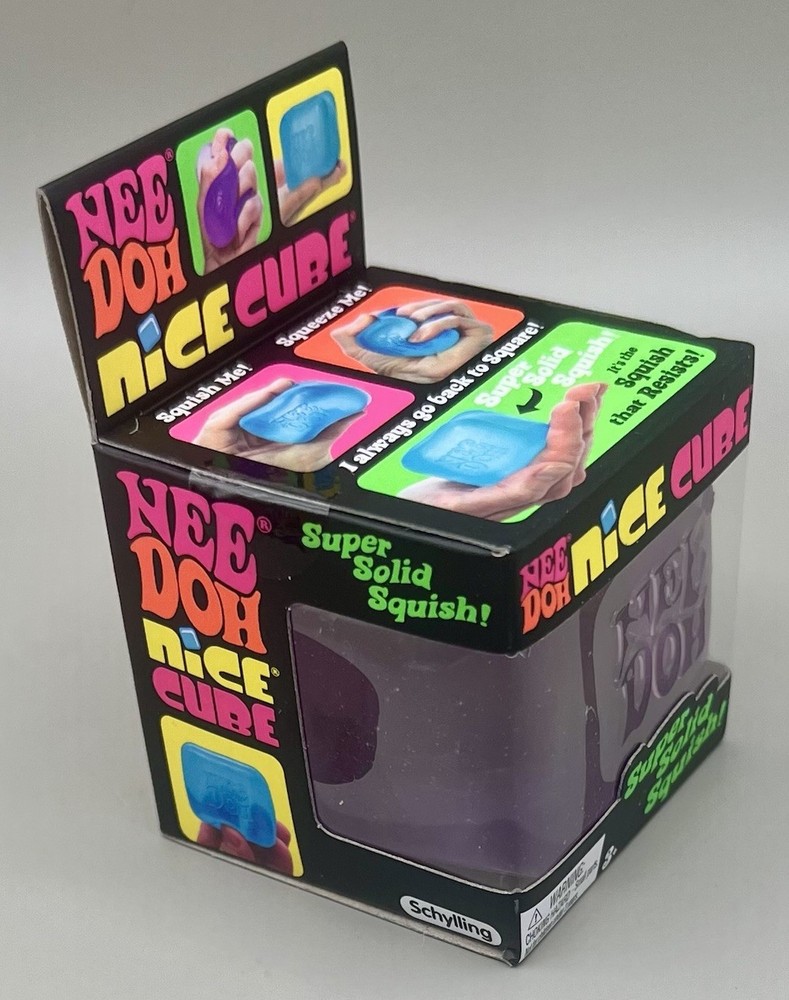 Needoh NICE CUBE Super Solid Squish ~ PURPLE💜 Sensory Squishy Toy NEW