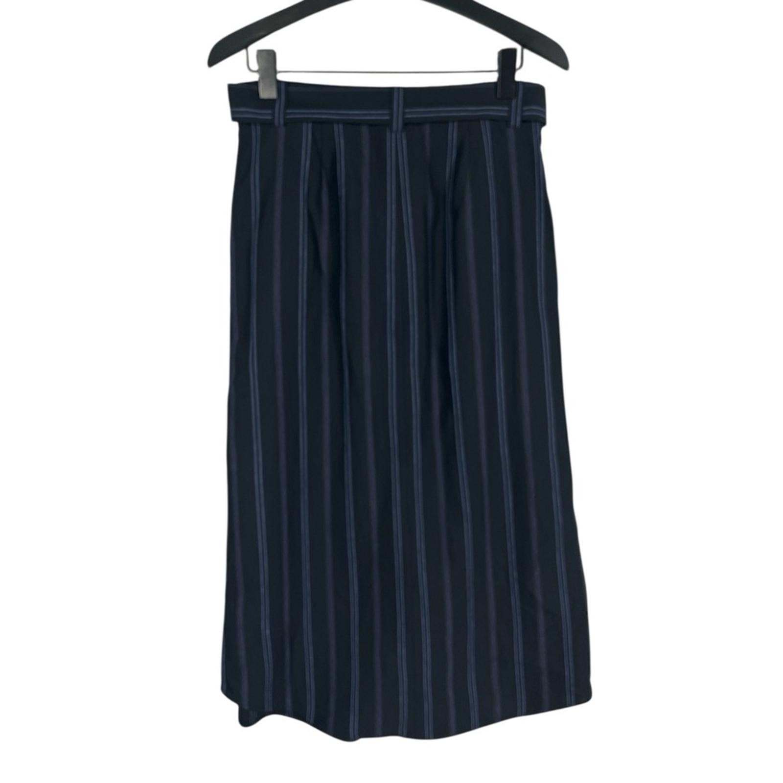 Vince Dobby Stripe Belted Midi Skirt in Indigo Size 2