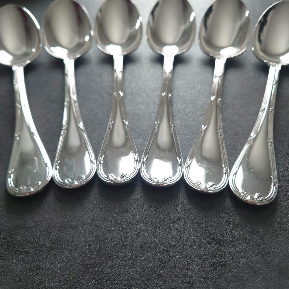 Christofle Rubans Standard Spoon 6pcs Silverplate Flatware Excellent