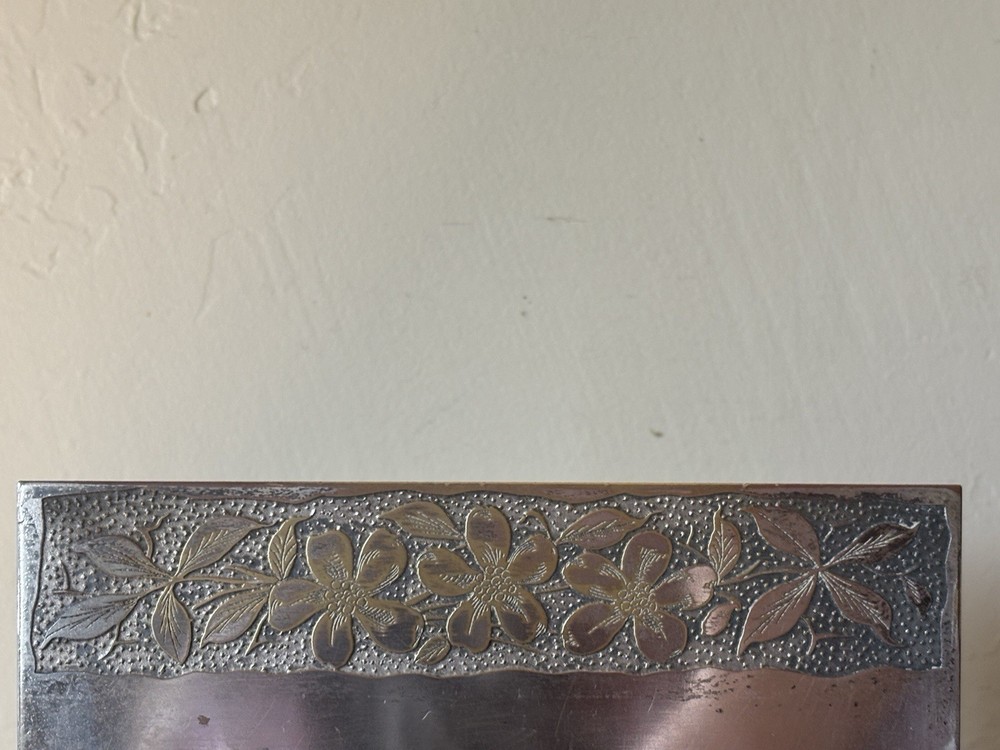 Vintage Silver Plate Repousse Letter/Napkin Holder With Floral Design