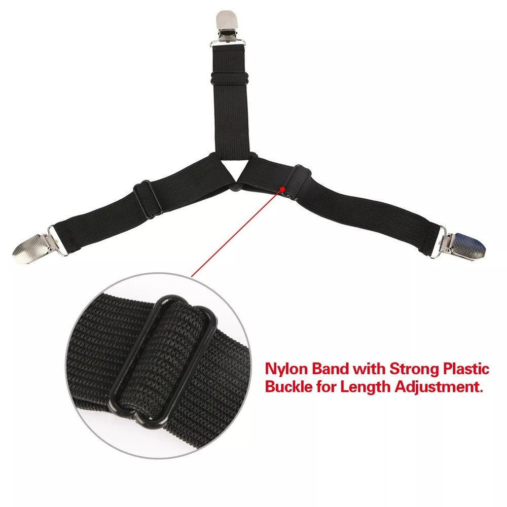 4-Pack Triangular Bed Sheet Anti slip Clips Adjustable Bed Suspenders Holder