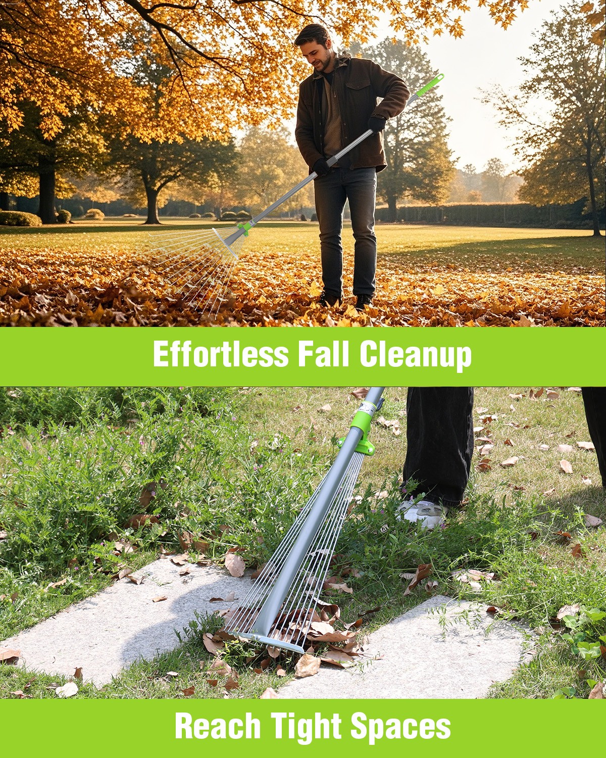 WORKPRO Adjustable Metal Garden Rake Collapsible & Telescopic Long Handle 32-63"