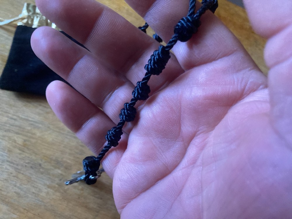 Rosary: Black Rope with St. Benedict Crucifix & Black Pouch