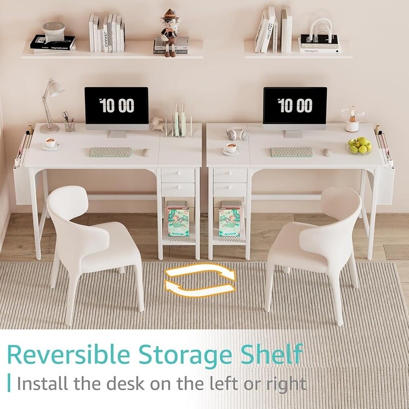 Small Computer Desk W/ Drawers Modern Study Writing Table Home Office Workspace