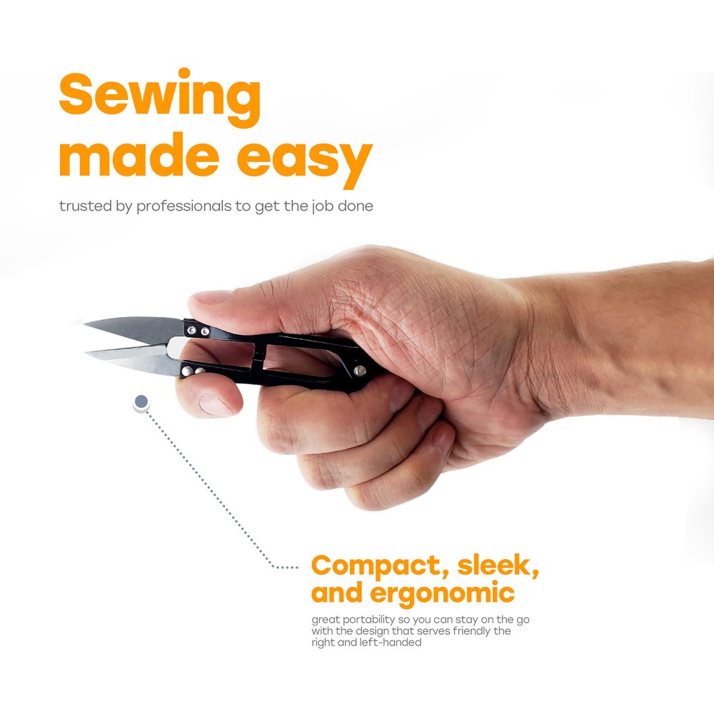 Black Thread Cutters 6-Pack | Sharp Steel Mini Scissors Sewing Snippers Nippers