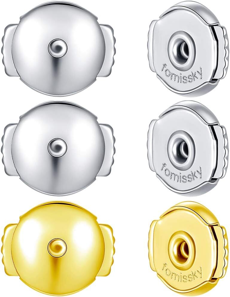 Fomissky Secure Earring Backs for Studs, 3 Pairs Spring Locking Earring Backs...