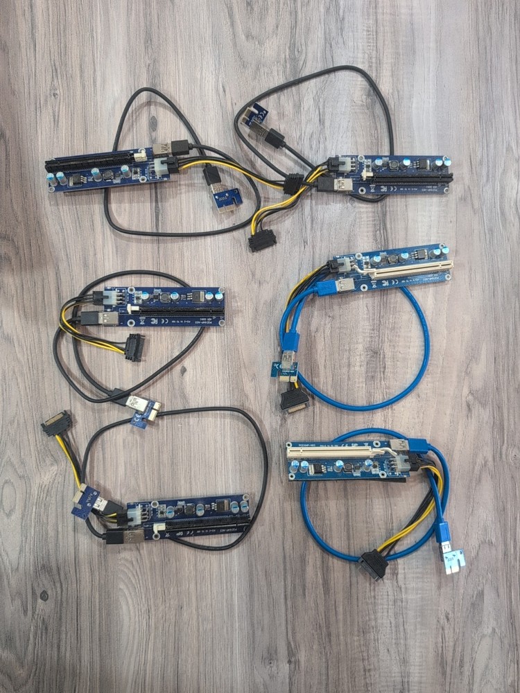 PCI-E 1x to 16x Powered USB 3.0 Crypto Mining GPU Riser Extender Adapter 6 Piece