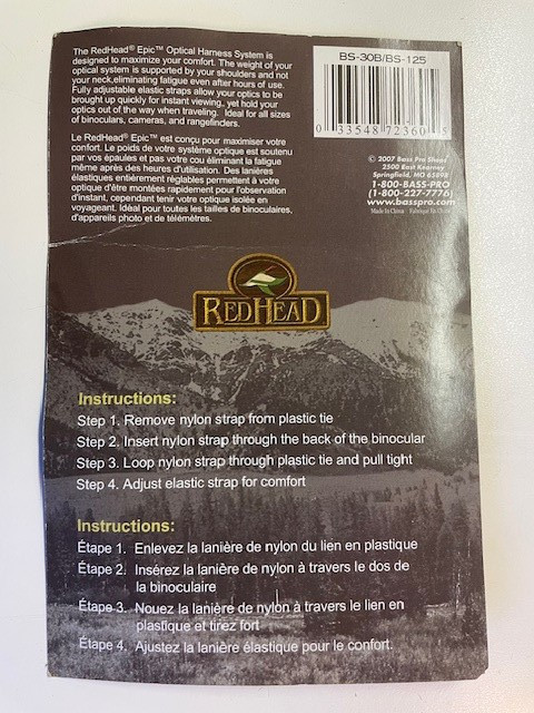 Red Head Epic Optic Harness System for Binoculars & Cameras
