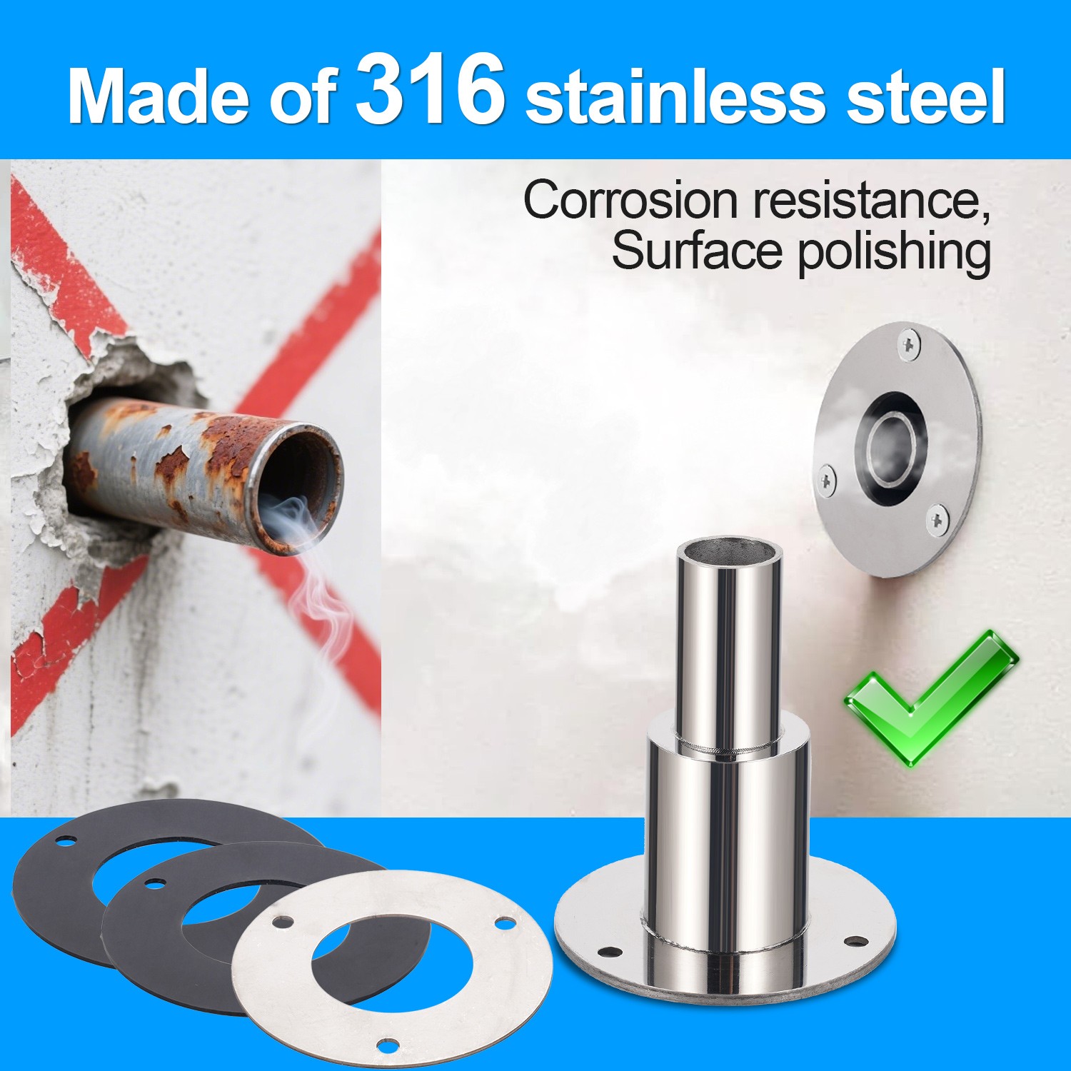 Thru Hull Exhaust Fitting 24mm 316 Stainless Steel For Diesel Parking Heaters US