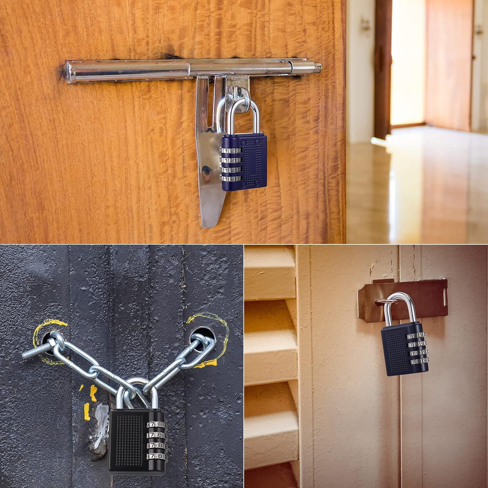 4 Pack Combination Lock, 4 Digit Combination Padlock, Outdoor Waterproof Padlock