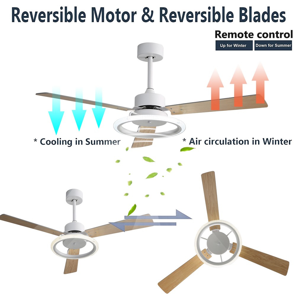 Ceiling Fan W/ Remote Control Quiet Motor DC Ceiling Fan & LED Light Adjustable