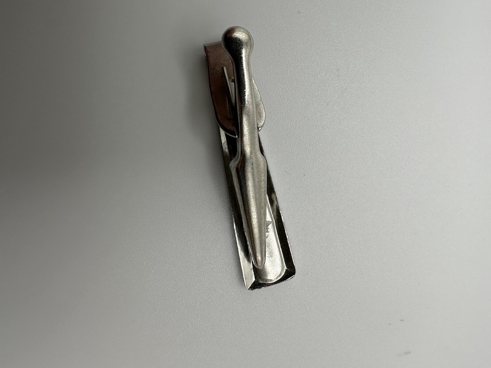 Vintage Silver Blue Stone Accent Tie Clip Bar BB6