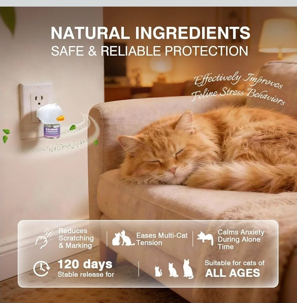Cat Calming Pheromone Diffuser Effectively Relieve Anxiety Stress Cat Calming...