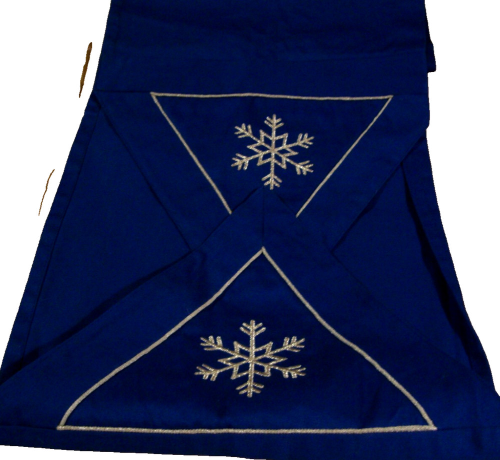 Winter Decor Blue w/Silver Embroidered Snowflake Table Runner Winter Design 262