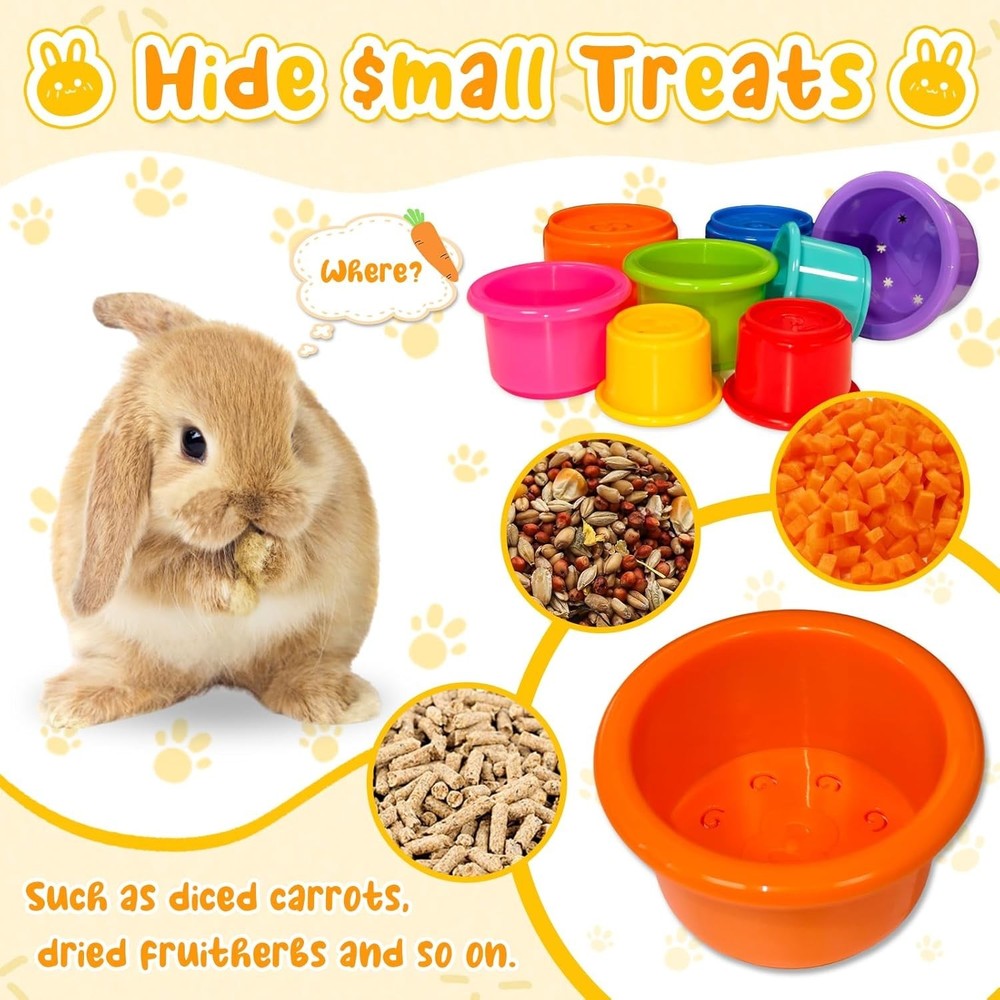 Interactive 8-Piece Nesting Cups for Rabbits & Guinea Pigs - Safe Playtime