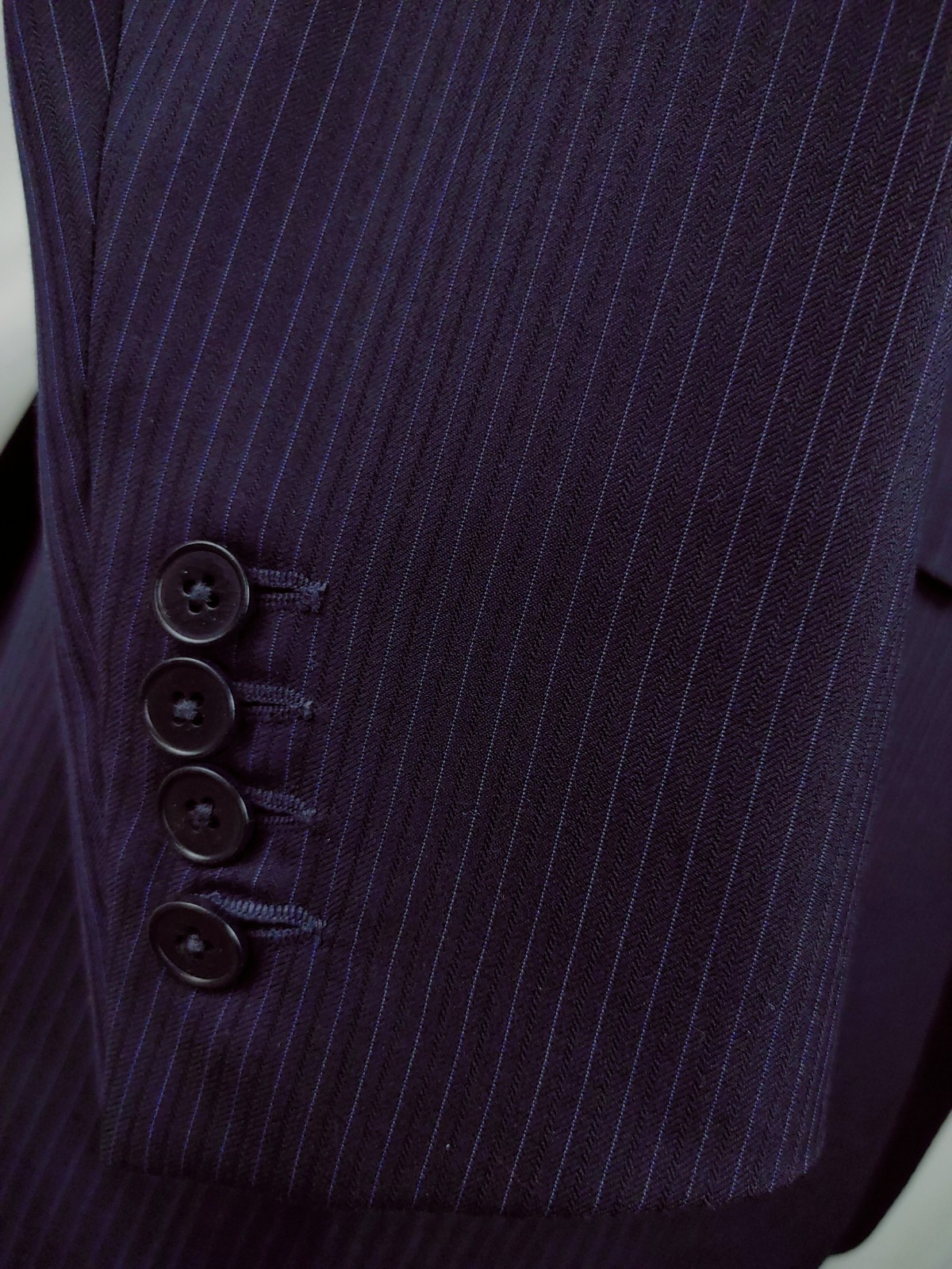 Ermenegildo Zegna Suit Jacket 42/44R Navy Blue Wool Pinstripe Italy Working Cuff