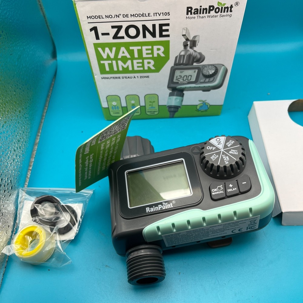 Rainpoint 1-Zone Water Timer ITV105 Water/Rustproof Rain Delay Watering