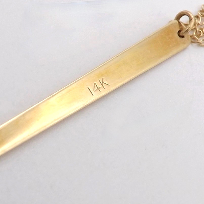 Solid 14k Yellow Gold Toothpick Charm Pendant Chatelaine Vintage 2in