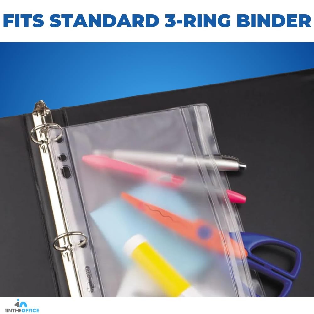 1IntheOffice Clear Pencil Pouch for 3 Ring Binder, Binder Pockets