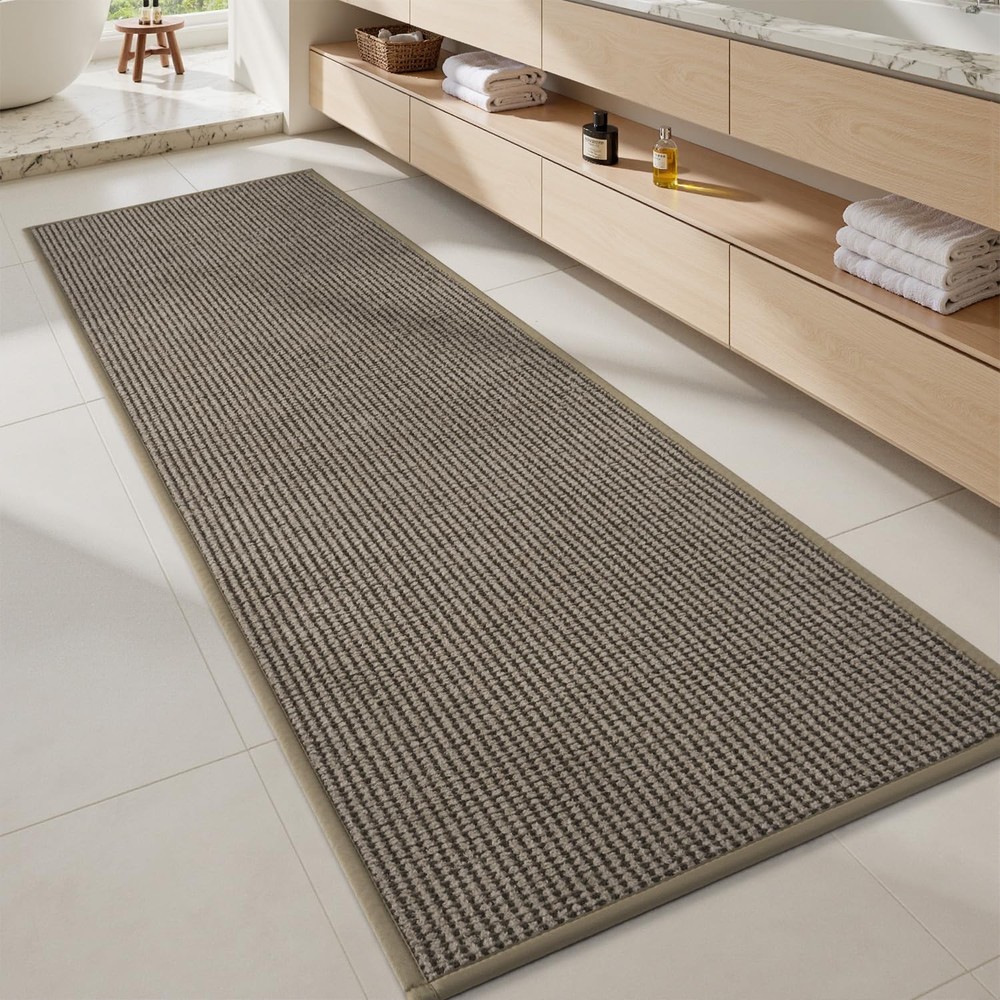 Bathroom Runner Rugs-Chenille Absorbent Bath Mat Runner Quick Dry-Rubber Back...