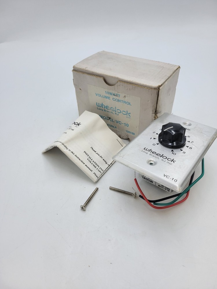 Wheelock VC-10 Volume Control Wall Mount Black Knob 10 Watt for Paging System