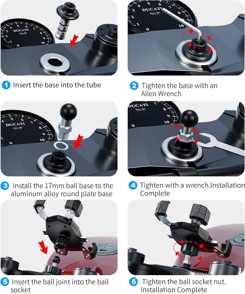 Motorcycle Fork Stem Phone Mount, Motorcycle Phone Mount, 1S One-Push Automatica