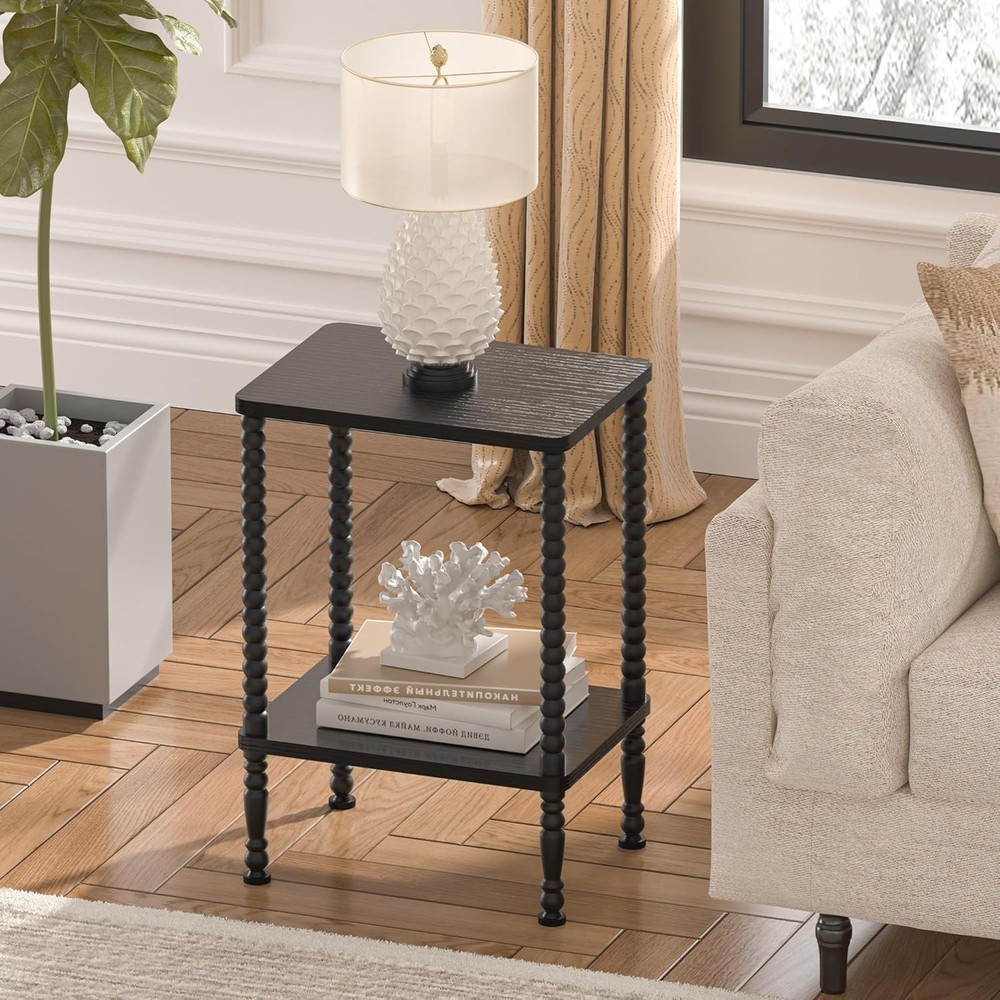 Side Table, Small End Table, 2-Tier Nightstand with Storage Shelves, Coffee Tabl