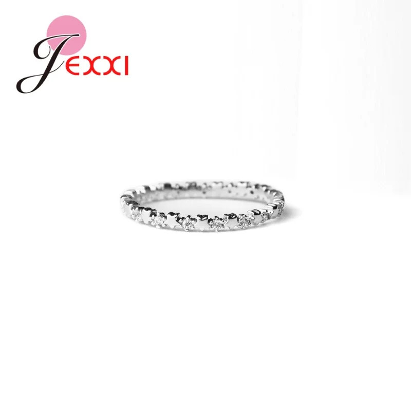 Luxury Original Delicate Solid 925 Silver Needle stars Finger Ring Authentic