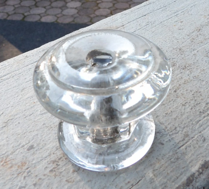 Antique Heavy Glass Cabinet Knobs Drawer Pull 2 1/8" Diameter 1 5/8" High